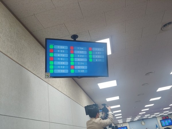 ▲ 교섭단체 조례 관련 28명의 시의원이 찬성표를 던졌다.